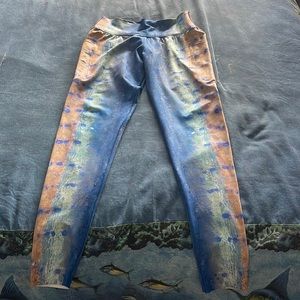 Blue and Brown Tie-Dye Leggings